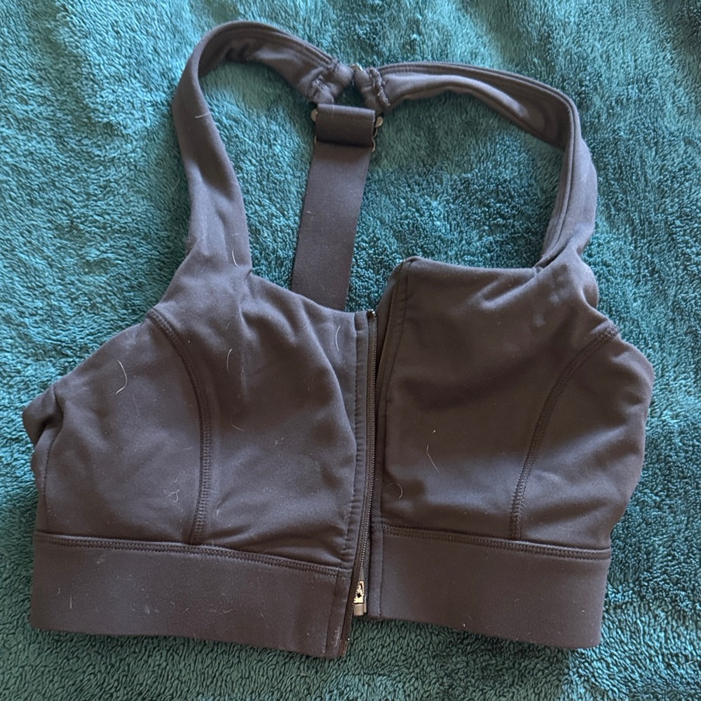 Paragon Fitwear Black Front-Zip Racerback Sports Bra